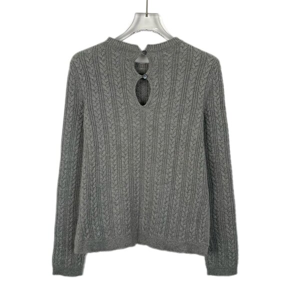 Miu Miu Grey Cashmere Cable-Knit Sweater S Round Neck Long Sleeve Knitwear Made - Picture 2 of 8